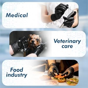 Gants jetables en nitrile noir, sans latex, sans poudre, texturés, pour le nettoyage et la manipulation des aliments - Product Image 5