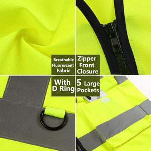 Lot de 2025 gilets de sécurité avant à fermeture éclair haute visibilité 5 poches avec bandes réfléchissantes gilet uniforme - Product Image 5