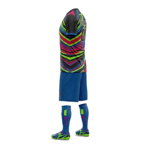 Conjunto de Camiseta de Fútbol para Hombre, Manga Corta, Estampado Geométrico Sublimado, Uniforme Deportivo de Secado Rápido, para Adultos, Todas las Temporadas, Azul, Verde, Rosa - Product Image 5