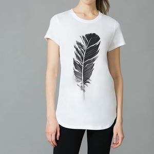 Wholesale Price <b>Women's</b> <b>White</b> Crew Neck <b>Short</b> <b>Sleeve</b> T-<b>Shirt</b> With Custom Print Casual Regular Fit 100% Cotton Jersey Fabric - Product Image 3
