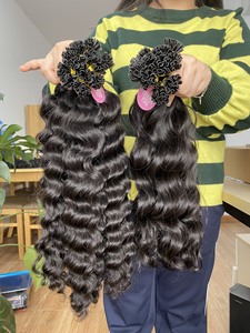 Bande en forme de U en forme de I Remy Virgin 100% Extensions de cheveux humains alignés sur les cuticules Style de vague naturelle du Vietnam Cambodge - Product Image 4