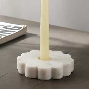 Support de bougie en marbre blanc en forme de fleur, fait main, pour table de salle à manger, décoration festive - Product Image 2