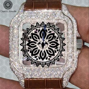 Reloj Rectangular de Lujo Charm_Jewells con Incrustaciones de Diamantes, 40 mm, Analógico, de Cuarzo, Unisex, con Correa de Cuero, Joyería de Moda - Product Image 1
