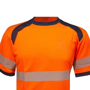 Men <b>Hi</b> <b>Vis</b> Short Sleeve Work T Shirt <b>Orange</b> Reflective Stripes Polyester High Visibility Safety Apparel ODM Quick Dry 2026 - Product Image 2