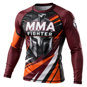 Camiseta de compresión de manga larga para hombre, diseño de luchador de MMA, sublimación, secado rápido, atlética - Product Image 4