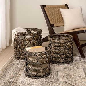 Water Hyacinth <b>Basket</b> Custom Handmade Woven Storage Organizer Eco Friendly Wholesale Home Decor Vietnam Supplier - Product Image 3