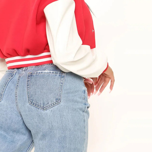 Ladies Varsity Crop <b>Top</b> Jackets Custom Blank Cropped Varsity Jacket With Wool Sleeves Buy Buy Women Varsity Crop <b>Top</b> Jackets - Product Image 5