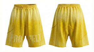 Shorts pour hommes en feutre professionnel, personnalisables, vente en gros, marque privée acceptée, respirants, séchage rapide, style urbain, effet délavé vintage - Product Image 5