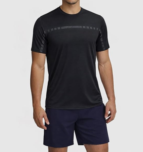 T-shirt à manches courtes pour homme, couleur dégradée, col rond, coupe ajustée, respirant, tricoté, design uni, décontracté - Product Image 3