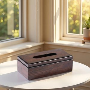 Luxury Walnut Tissue <b>Box</b> | Wooden <b>Paper</b> Holder for Bathroom & Living Room | Modern Desktop <b>Storage</b> Case | Home Decor Organiser - Product Image 5