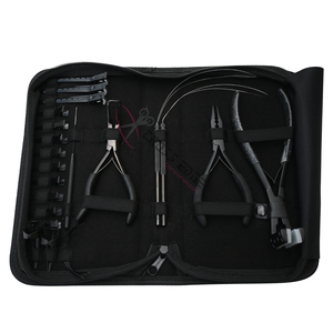 Best Black Hair Extension tools Installation <b>Set</b> Tape in Plier Micro Bead Remover 2 Hole Crimper Pulling Hook Sectioning Clips - Product Image 1