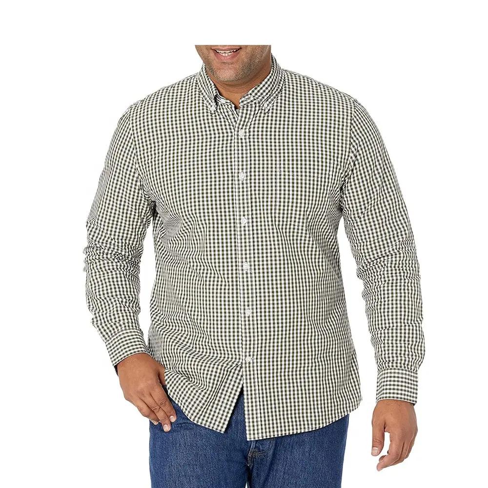 Men's Clothing 100% Cotton Men's Mini Check Business Formal Shirt Anti-wrinkle Non Iron Dress Shirt For Men