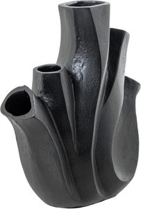 Vase de table moderne en métal noir au design géométrique fait main, forme sculpturale décorative, style sans effort - Product Image 2