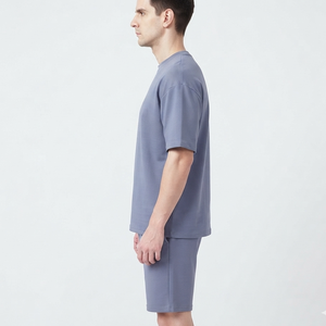 Conjunto Deportivo de Verano para Hombre, Camiseta de Cuello Redondo y Manga Corta, Estilo Casual, Pantalones Cortos de Algodón Puro, Traje Deportivo Ecológico - Product Image 2