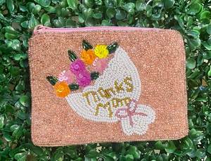 Porte-monnaie perlé fait main avec fermeture éclair, étui à bijoux, pochette brodée avec logo personnalisé, cadeau, accessoire de voyage - Product Image 3