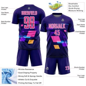 Tenues d'entraînement personnalisées avec logo sublimé, directement de l'usine, maillots de foot pour équipes, ensemble uniforme pour hommes, uniformes de foot 100% polyester, séchage rapide - Product Image 4