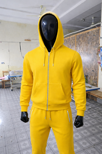 Men Yellow Zip Up <b>Hoodie</b> Jogger Tracksuit Set Gym <b>Workout</b> Fitness Training Sportswear Custom Logo Supplier - Product Image 6