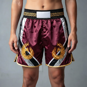Shorts de boxe bleus pour hommes avec broderie Phénix doré en polyester, confortables pour toutes les saisons, vêtements d'entraînement NOVERA INDUSTRIES - Product Image 4