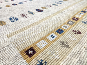 Alfombra Gabbeh Kilim de la Colección Ocean Art, Hecha a Mano, con Patrón Geométrico, de Lana, Reversible, con Pelo Elevado, Antideslizante, Ecológica, Tamaño Mediano - Product Image 4