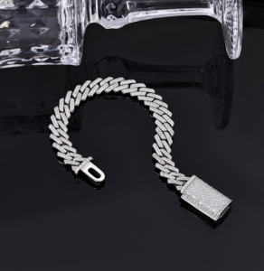 hip hop jewelry wholesale 925 sterling silver icy crystal moissanite diamond 10mm cuban chain miami bracelet for <b>men</b> women - Product Image 2