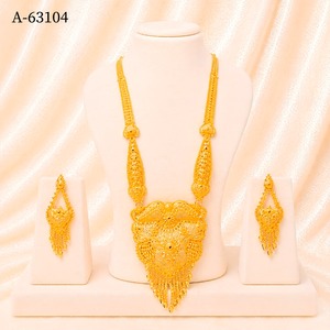 Traditional Women's Bridal Long <b>Necklace</b> Earring <b>Set</b> Zircon Trendy Certified Wedding Party Jewelry Gold <b>Silver</b> Plated A-63101 - Product Image 4