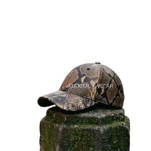 Baseball Cap New Fashion Unisex Brown Python Cap Snake print Beanie Skin Cap Leather Hat Genuine Customized Colors Four Seasons - Product Image 5