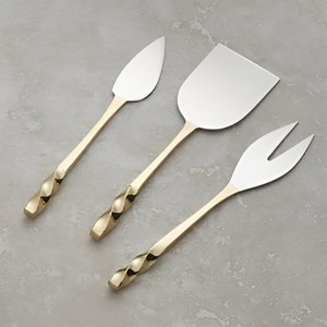 Cheese Knives Set Slicer Luxury Gold-Plated Twisted Handle Stainless Steel Cheese Knife Set cheese spatula Butter Spreader - Product Image 1