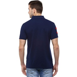 Camiseta de Manga Corta para Hombre, Cuello Redondo, Color Azul Marino, Corte Regular, 100% Algodón Jersey, Ribete en Contraste, Informal, Transpirable, 220g - Product Image 2