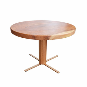 Solid Wood Premium Midcentury Pedestal Base Round Cafe Table Handcrafted <b>Furniture</b> for Dining Home Office <b>Restaurant</b> Coffee Shop - Product Image 1