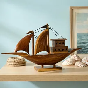 Barco de la Esperanza de Madera Hecho a Mano, Pieza Decorativa Premium Artesanal para Mesa, Decoración del Hogar para Sala de Estar, Acabado Natural - Product Image 6