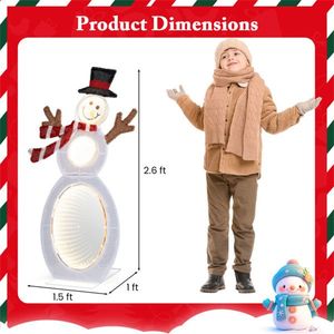 Décoration de bonhomme de neige lumineux à LED de Noël, guirlande lumineuse en PVC blanc avec support métallique fonctionnant sur piles pour les fêtes - Product Image 2