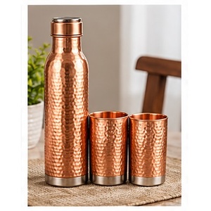 Luxurious <b>Copper</b> <b>Water</b> <b>Bottle</b> with Two Cups Bohemian Design Portable Drinkware Set Home Use - Product Image 2