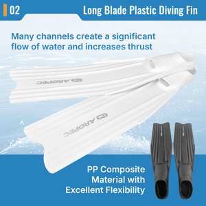 Palmes de plongée libre AROPEC légères à longue pale ; Palmes de plongée souples en composite PP pour une poussée rapide ; OEM/ODM/OBM - Product Image 3