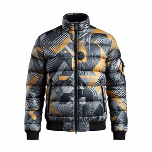 Veste matelassée en polaire pour homme avec logo imprimé sur le devant, fermeture éclair, hiver - Product Image 4