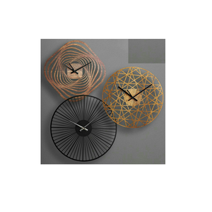 Ensemble suspendu moderne de luxe, motifs géométriques artistiques, spirale en cuivre, treillis doré, motifs radiaux noirs, mécanisme silencieux - Product Image 1