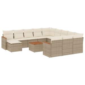 Conjunto de Sofás Modulares Grandes de Ratán Sintético PE Beige para Jardín, Muebles de Jardín Modulares Cómodos - Product Image 2