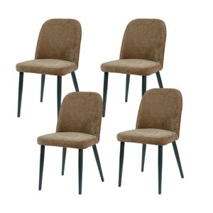 Set di 4 Sedie da Pranzo Senza Braccioli in Tessuto Marrone Scuro con Gambe in Metallo per Cucina, Ristorante, Soggiorno e Sala Riunioni - Product Image 1