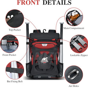High Quality NIZA GEAR Men's Solid Color Baseball <b>Backpacks</b> Casual Eco-friendly Breathable <b>Big</b> Capacity Polyester Lining Sports - Product Image 2