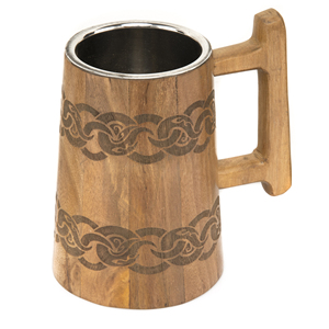 Jarra de Cerveza Ecológica de Madera Maciza con Doble Pared Aislante |   Jarra de Madera con Ancla Pirata Grabada para Bar en Casa o Pub - Product Image 4
