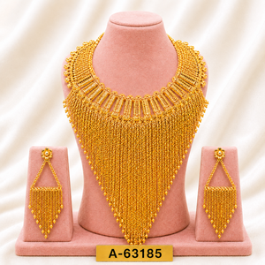 Conjunto Clásico de Collar y Aretes con Flores Chapadas en Oro de 24K, Joyería de Aleación para Mujer, para Bodas, A-63195 - Product Image 6