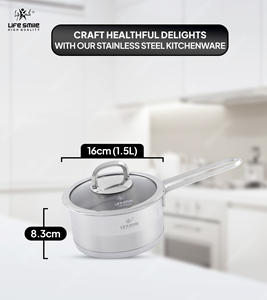 Casserole de luxe en acier inoxydable 18/10 avec couvercle en verre trempé et fond compatible induction - Product Image 2