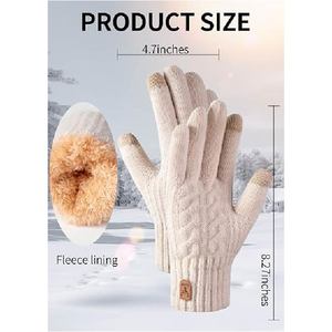 Gants d'hiver personnalisés en tricot torsadé, compatibles écran tactile, doux, extensibles, thermiques, pour femmes et hommes, unisexes, en acrylique, pour l'extérieur - Product Image 6