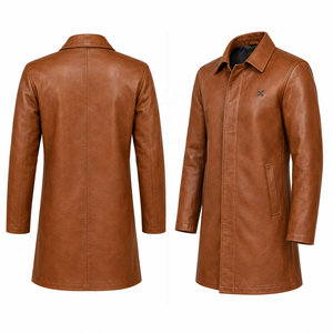 Veste de voiture en cuir véritable pour homme |   Cognac Black Olive |   Fabricant OEM ODM |   Conception de qualité supérieure |   Vêtements en cuir | - Product Image 2
