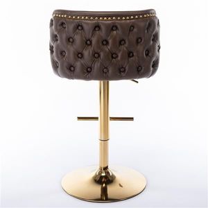 Sgabelli da Bar Moderni in PU Imbottiti con Schienale Intero Trapuntato, Altezza Regolabile, Girevoli, per Casa, Pub o Soggiorno - Product Image 6