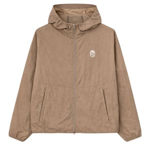 Translucent Windbreaker <b>Jacket</b> and Shorts Set for <b>Men</b> <b>Lightweight</b> Hooded <b>Jacket</b> with Elastic Waist Fashion Outdoor Set in Beige - Product Image 1