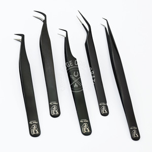 Nuevas pinzas curvas de pestañas con agarre de fibra profesional pinzas de mega volumen para extensiones de pestañas nunca se deslizan puntas de 0.033mm - Product Image 1