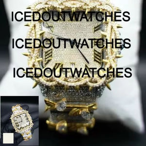 High Quality Luxury Square Case Glass Dial Stainless Steel Moissanite <b>Watch</b> Custom Iced Hip Hop Style <b>Mechanical</b> <b>Watch</b> for Gift - Product Image 1