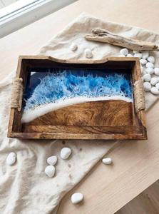 Plateau de service de luxe en résine époxy et bois avec finition élégante pour la vente en gros d'accessoires pour la maison - Product Image 6