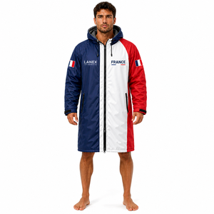 Chaqueta Parka Personalizada con la Bandera de Francia, Impermeable, Cortavientos, Forrada de Forro Polar, con Capucha, para Natación, Surf y Deportes al Aire Libre - Product Image 1
