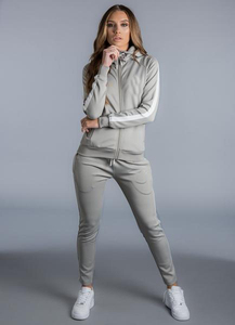 Ensemble de survêtement pour femmes, imprimé animal blanc, bandes latérales, vêtements de sport décontractés, pantalon à cordon de serrage à manches longues, tenue deux pièces - Product Image 3